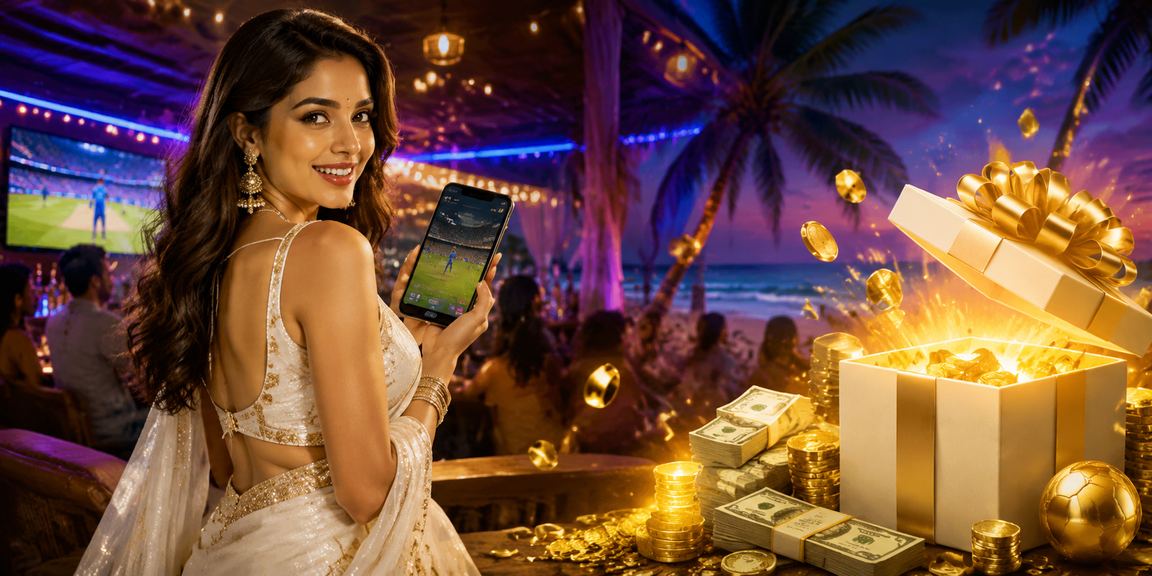 Female player enjoying live cricket betting in Goa